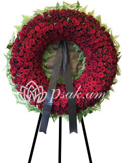 Classical funeral wreath with Red Roses