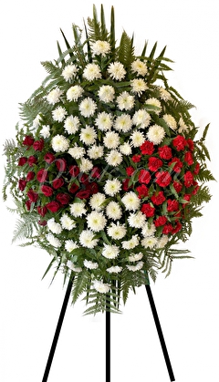 Պսակ քրիզանտեմաներով և հոլանդական վարդերով