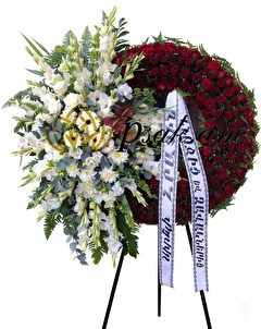 Condolence Wreath with Netherland Bordeaux roses