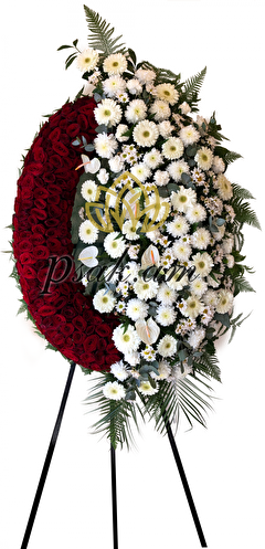 Oval Wreath with Bordeaux Roses