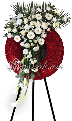 Red funeral Wreath with Callas