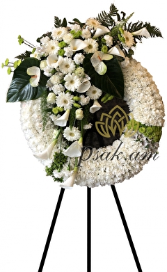 White Funeral Wreath with Green Layer